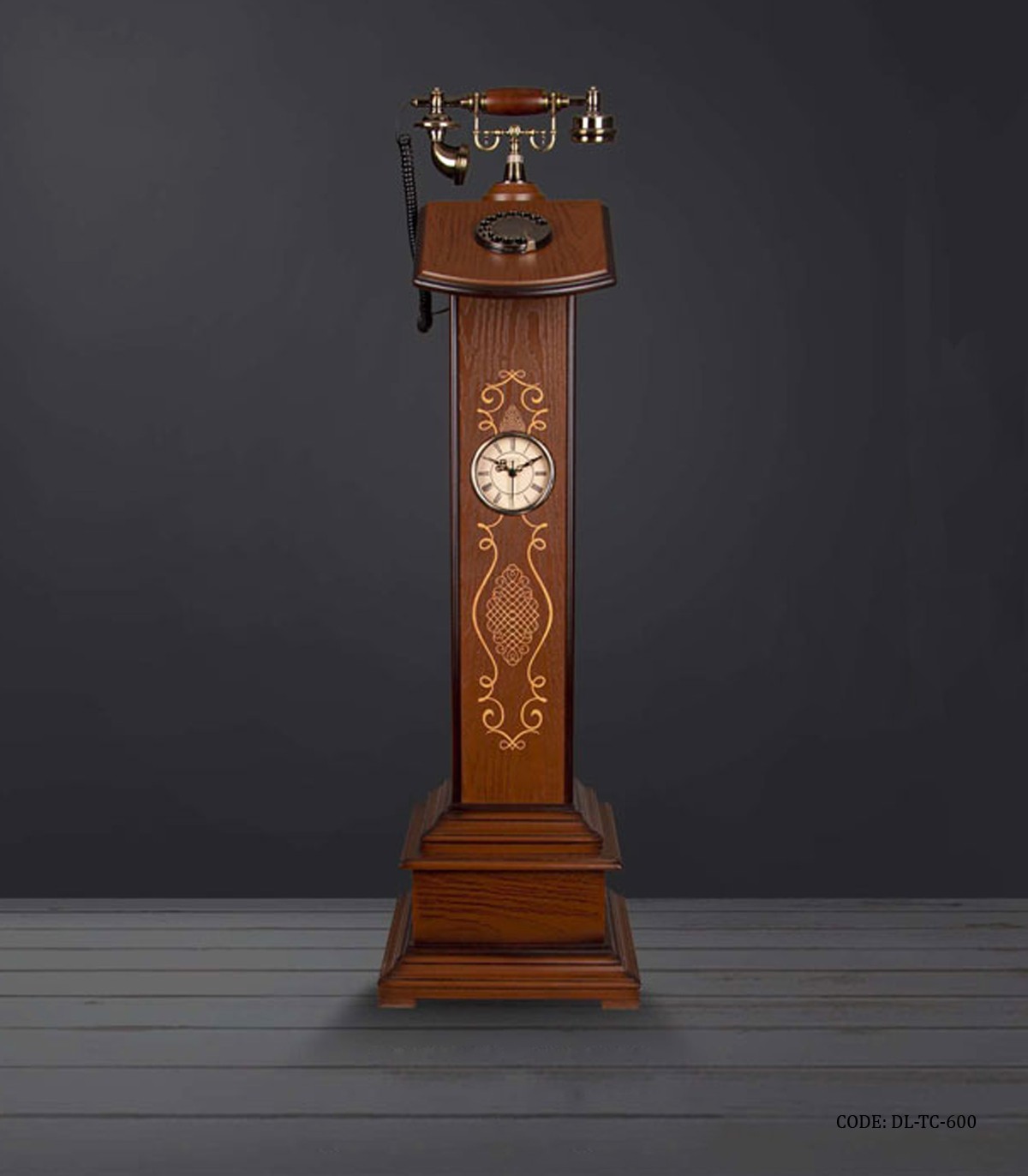 تلفن چوبی ساعت دار ایستاده سری 600
