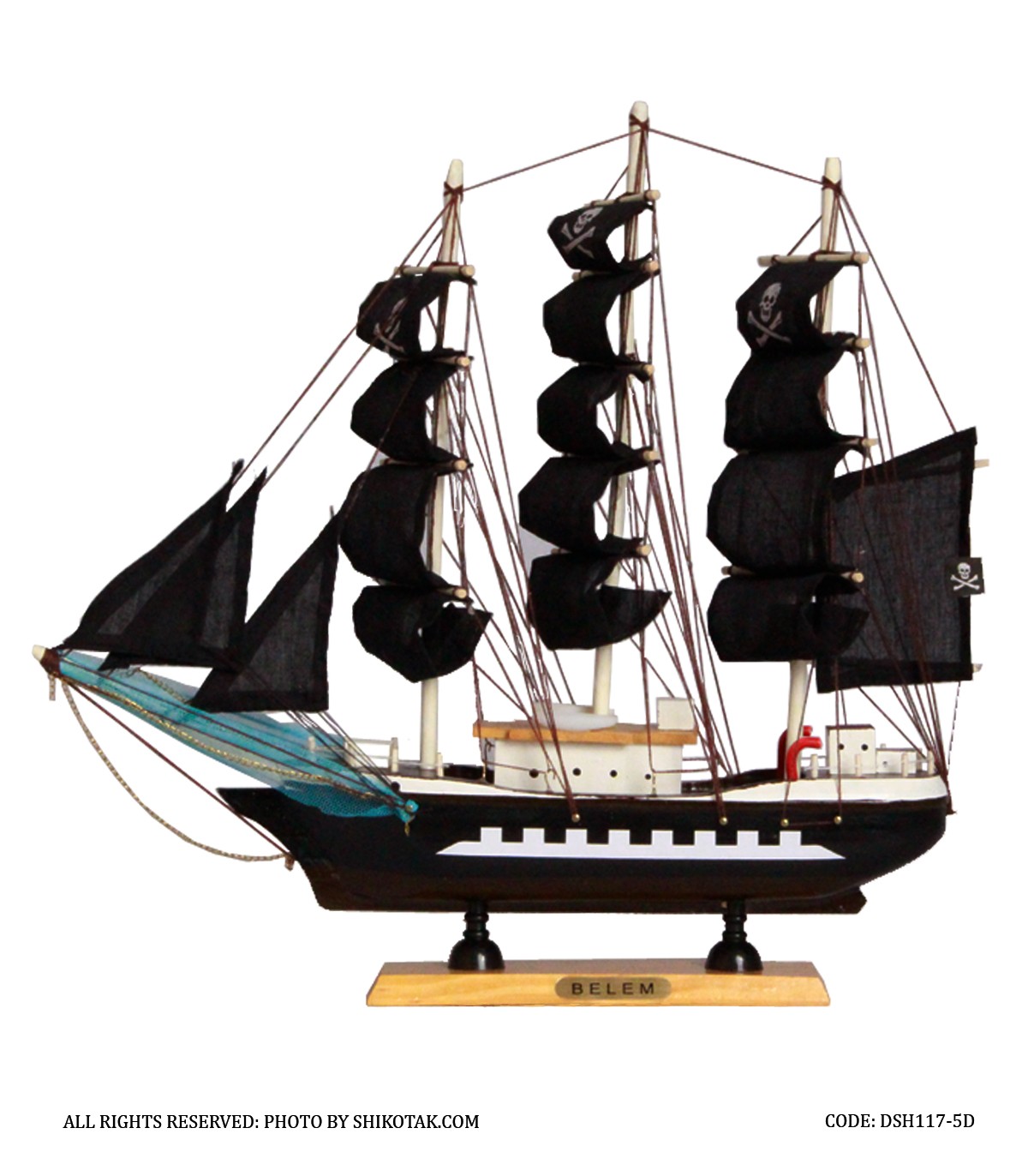 کشتی چوبی دکوری مدل دزدان دریایی