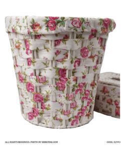 ست جادستمال و سطل زباله سفید طرح شطرنجی پارچه