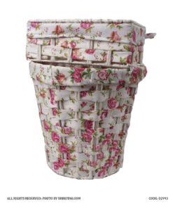 ست جادستمال و سطل زباله سفید طرح شطرنجی پارچه