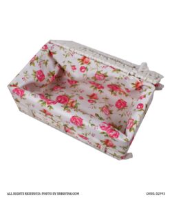 ست جادستمال و سطل زباله سفید طرح شطرنجی پارچه