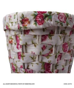 ست جادستمال و سطل زباله سفید طرح شطرنجی پارچه