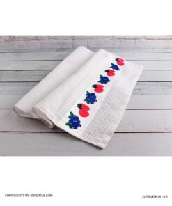 دستمال آشپزخانه نخی طرح زیتون و توت فرنگی