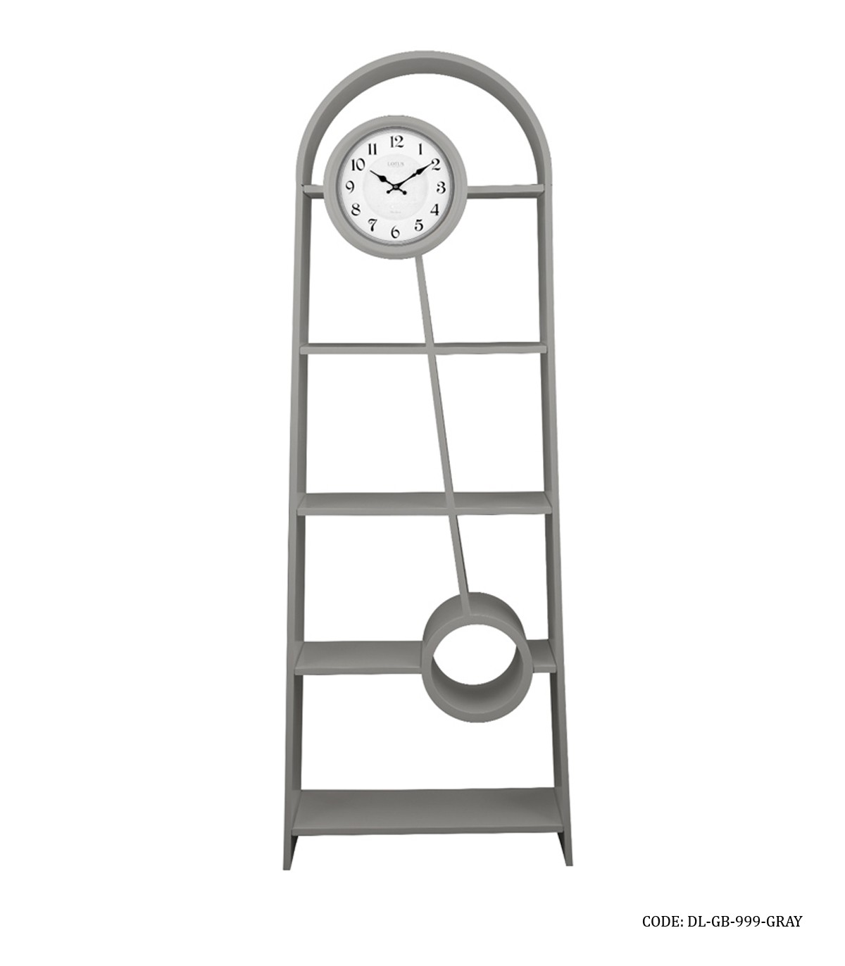 ساعت مبله چوبی و قفسه مدل ترکیبی رنگ طوسی