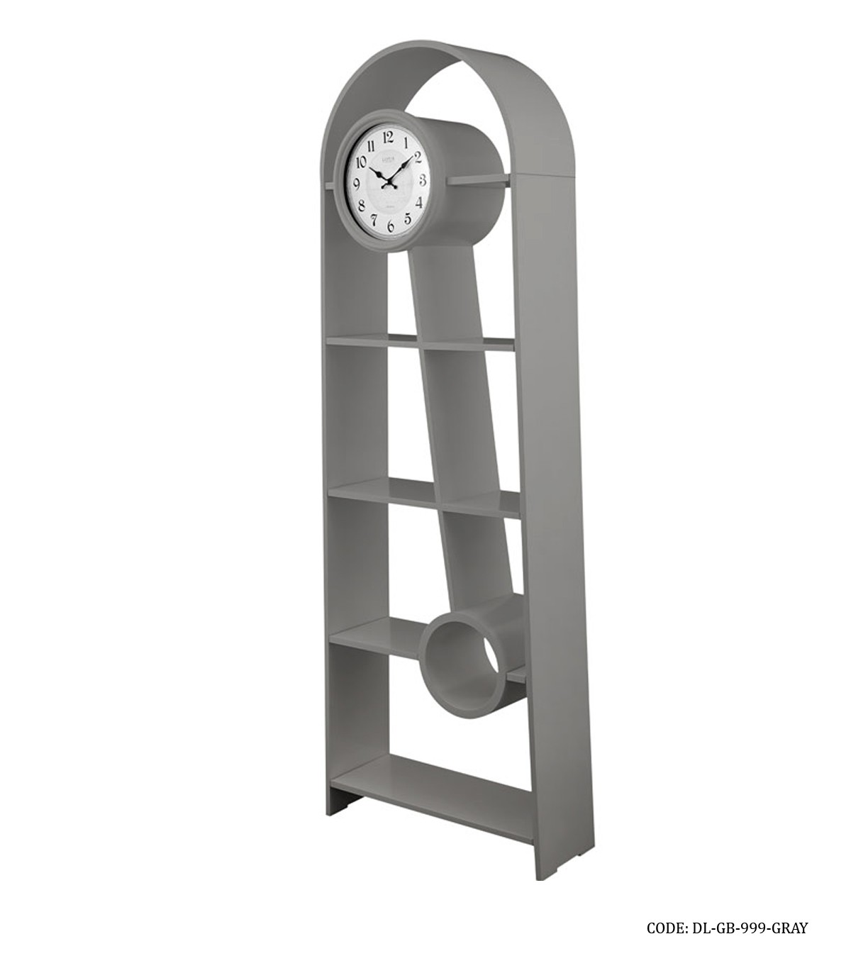 ساعت مبله چوبی و قفسه مدل ترکیبی رنگ طوسی