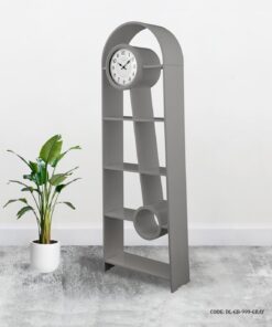 ساعت مبله چوبی و قفسه مدل ترکیبی رنگ طوسی