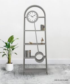 ساعت مبله چوبی و قفسه مدل ترکیبی رنگ طوسی