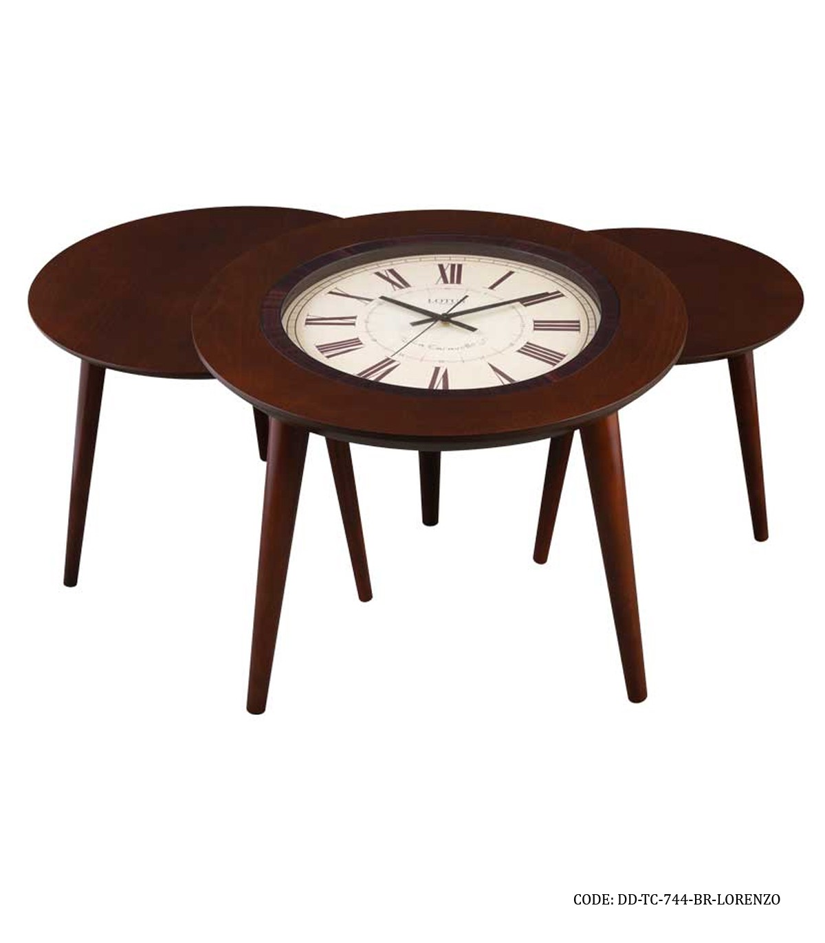 میز عسلی ساعت دار سه تکه LORENZO مدل 744 قهوه ای