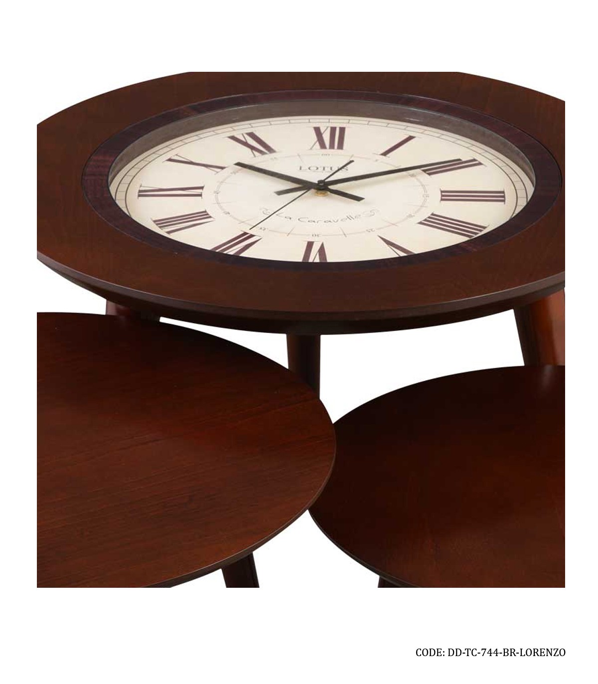 میز عسلی ساعت دار سه تکه LORENZO مدل 744 قهوه ای