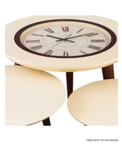 ست میز عسلی ساعت دار سه تکه LORENZO مدل 744 کرم