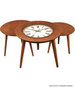 ست میز عسلی ساعت دار سه تکه LORENZO مدل 744 گردویی