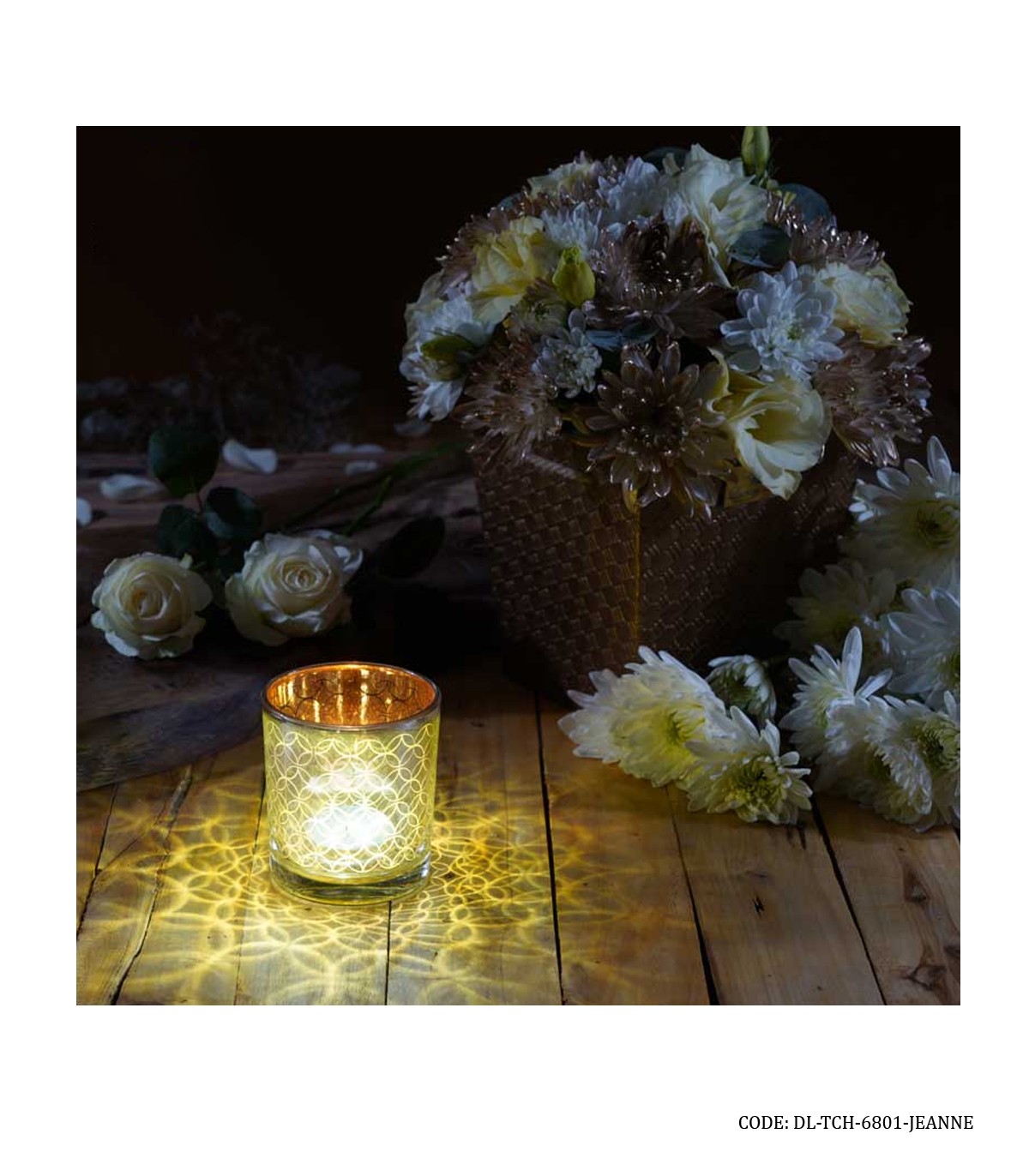 جا شمعی لیوانی شیشه ای 6801 مدل JEANNE