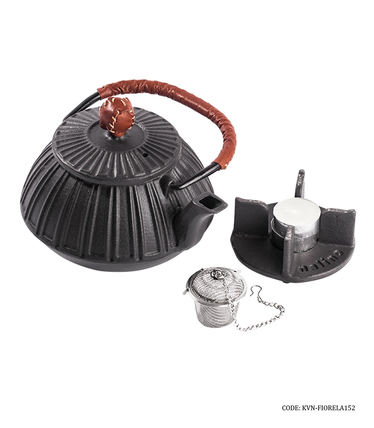 قوری چدنی با پایه و شمع مدل FIORELA