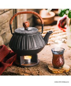 قوری چدنی با پایه و شمع مدل FIORELA