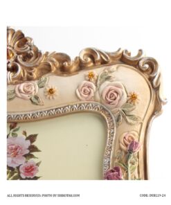 قاب عکس فانتزی طلایی مدل رز ارغوانی