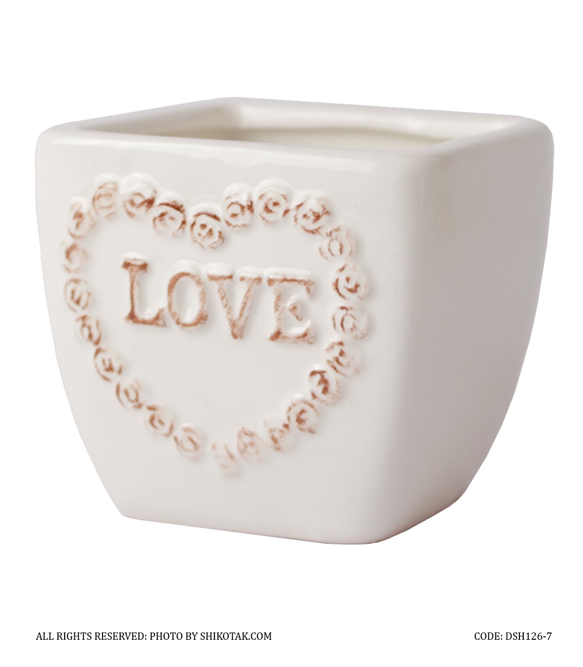 گلدان سرامیکی مربعی طرح Love