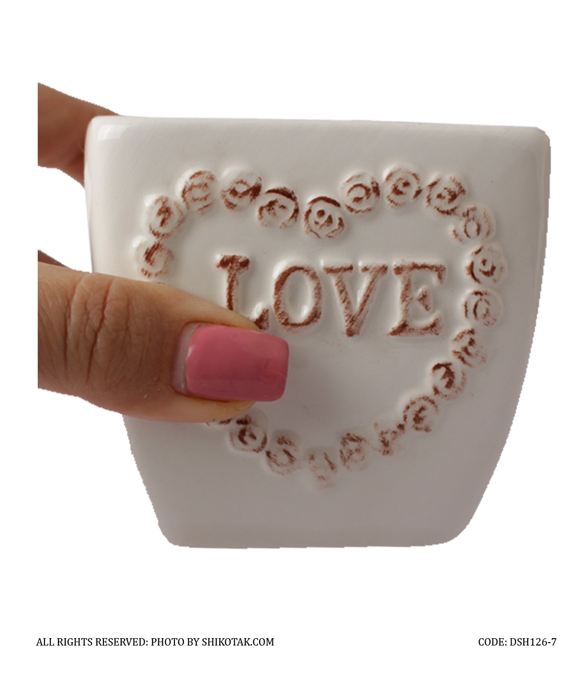 گلدان سرامیکی مربعی طرح Love