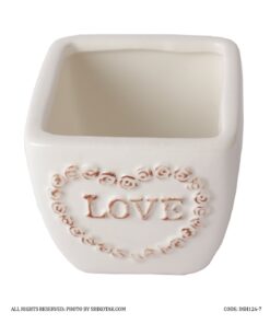 گلدان سرامیکی مربعی طرح Love