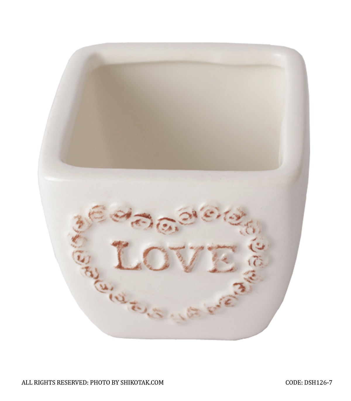 گلدان سرامیکی مربعی طرح Love