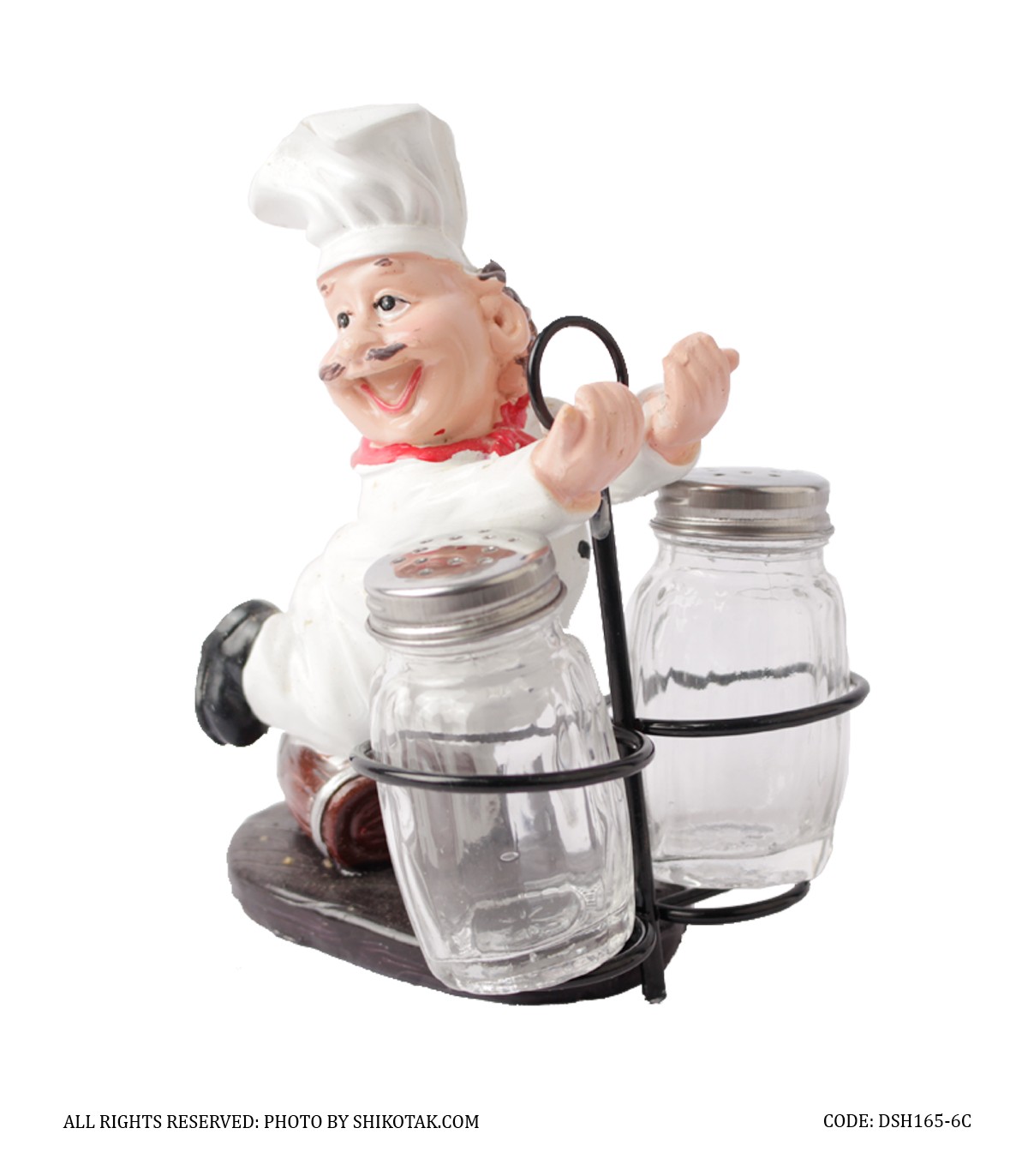 مجسمه آشپزخانه رزینی طرح سرآشپز نمک و فلفل پاش