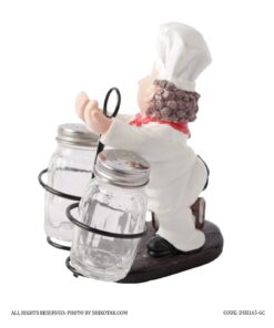 مجسمه آشپزخانه رزینی طرح سرآشپز نمک و فلفل پاش