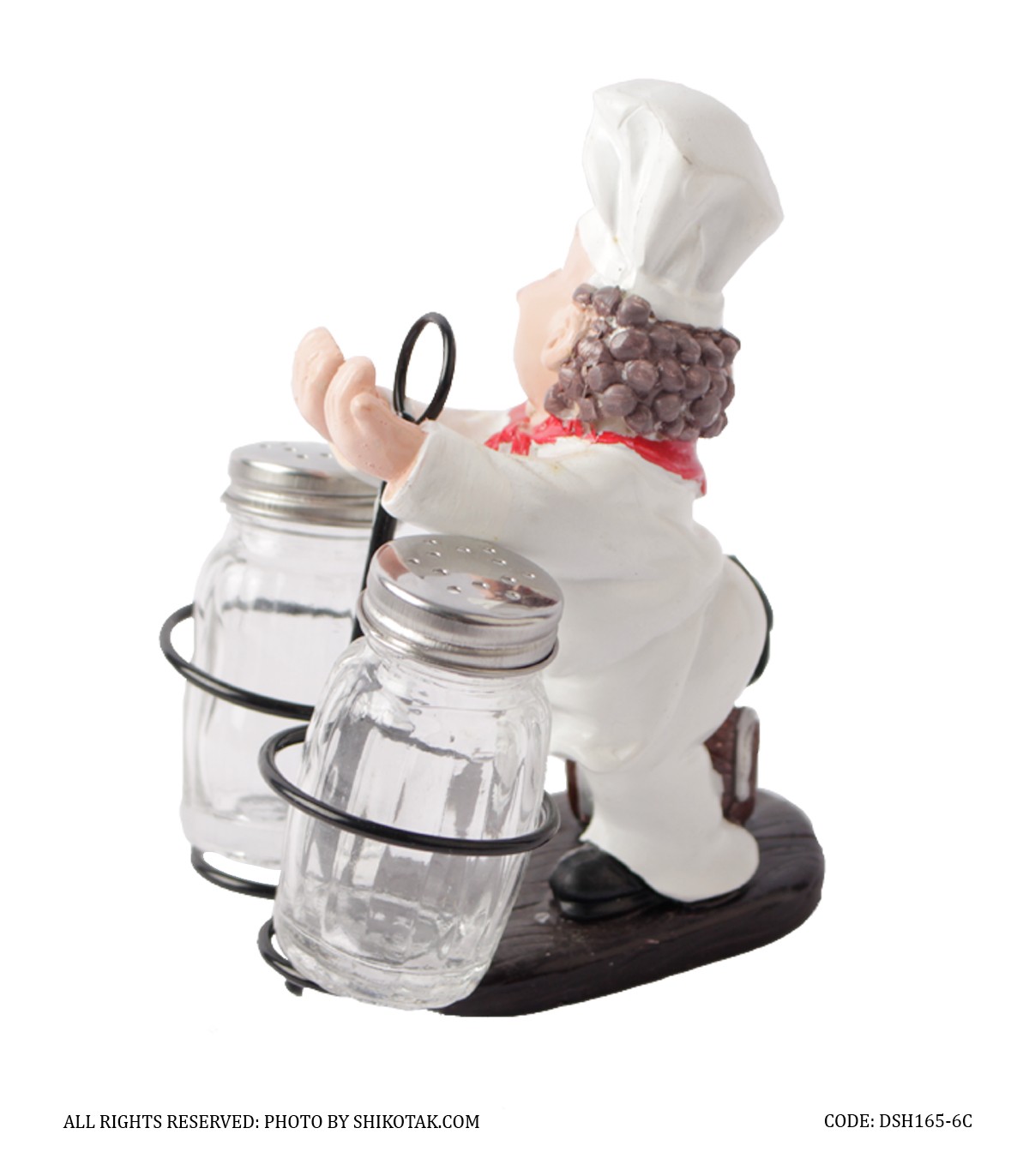 مجسمه آشپزخانه رزینی طرح سرآشپز نمک و فلفل پاش