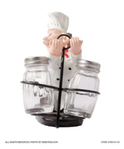 مجسمه آشپزخانه رزینی طرح سرآشپز نمک و فلفل پاش