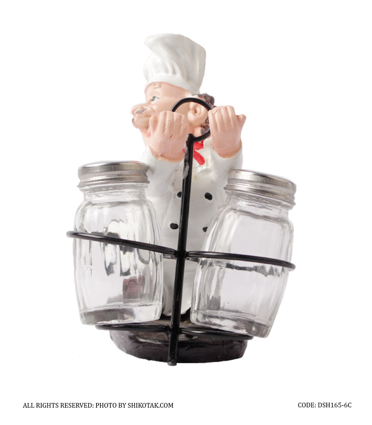 مجسمه آشپزخانه رزینی طرح سرآشپز نمک و فلفل پاش