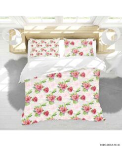 روتختی و ملحفه دو نفره مدل رز صورتی