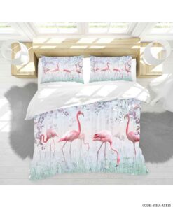 سرویس روتختی و ملحفه کشدار دو نفره مدل فلامینگو