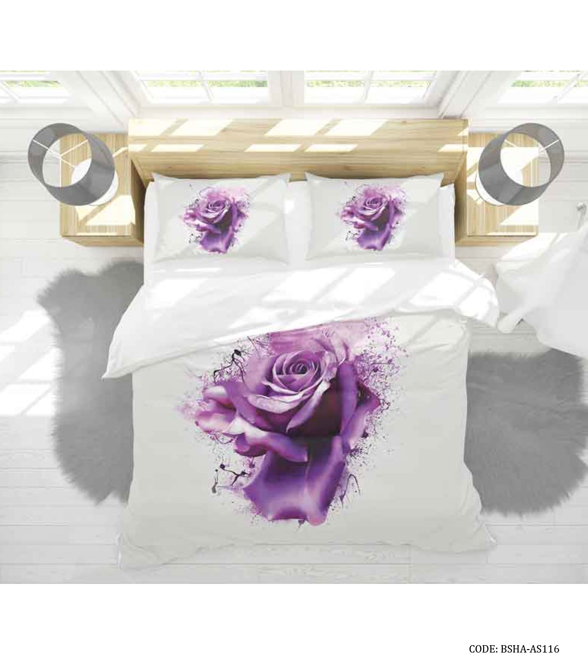 سرویس روتختی دو نفره مدل رز بنفش
