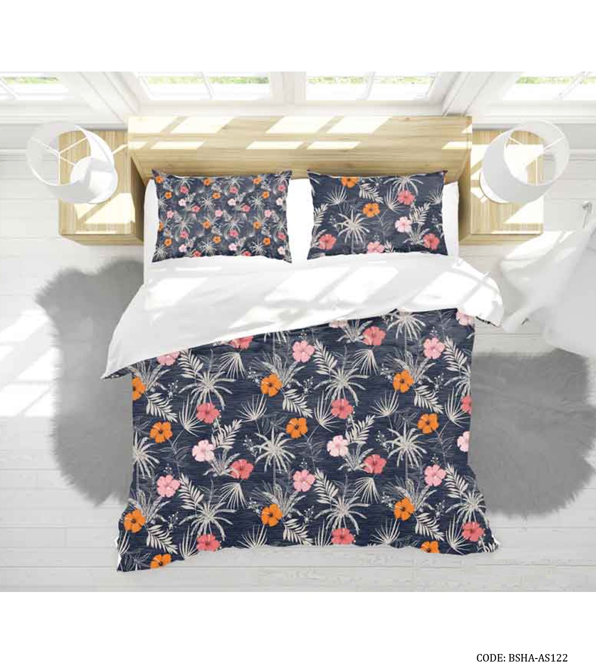 روتختی و ملحفه کشدار دو نفره مدل بهار