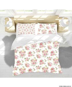 روتختی و ملحفه دو نفره مدل رز صورتی درشت