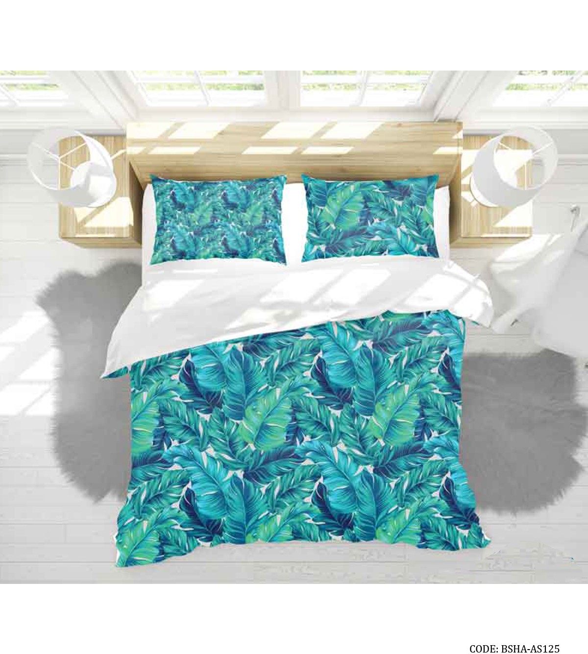 ست روتختی و ملحفه دو نفره مدل برگ هاوایی