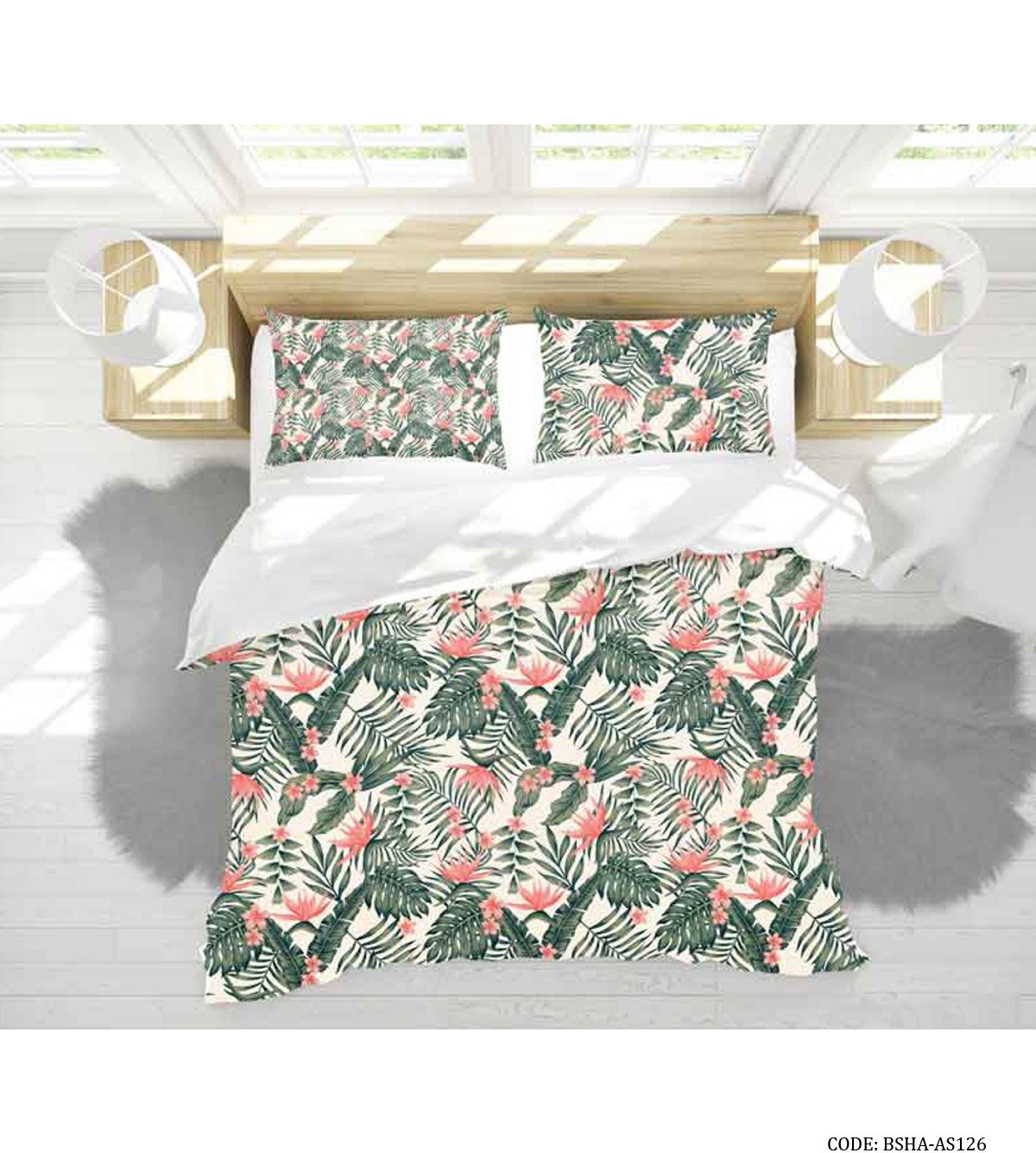 روتختی و ملحفه کشدار دو نفره مدل هاوایی 2