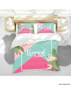 سرویس روتختی و ملحفه کشدار دو نفره مدل FLAMINGO