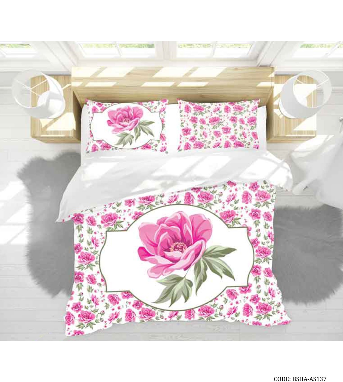 سرویس روتختی و ملحفه دو نفره مدل شیدا