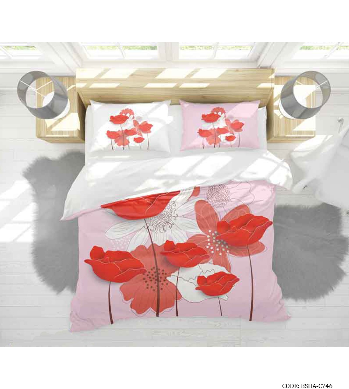 سرویس روتختی و ملحفه دو نفره مدل شقایق