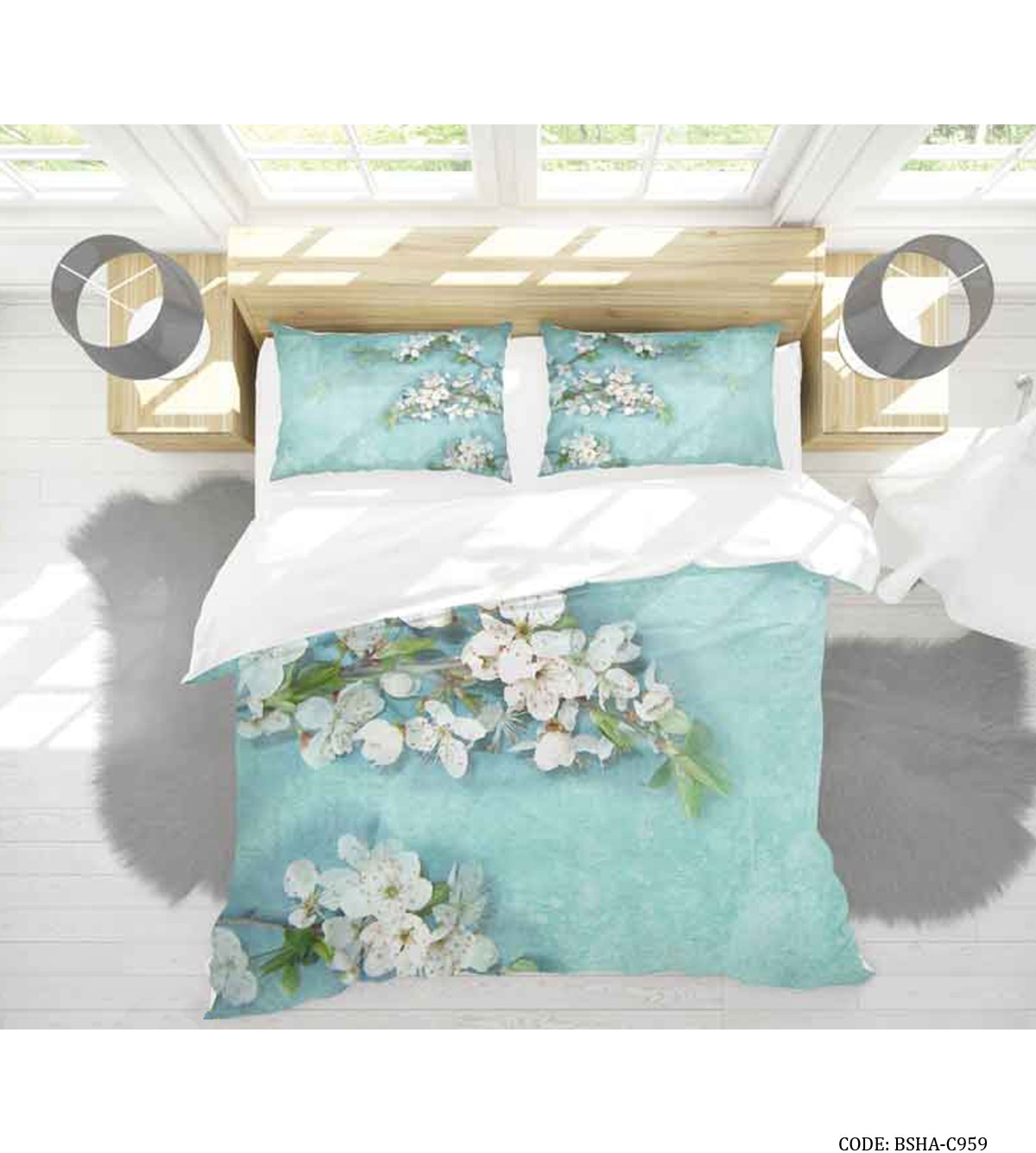 ست روتختی و ملحفه کشدار دو نفره مدل برکه