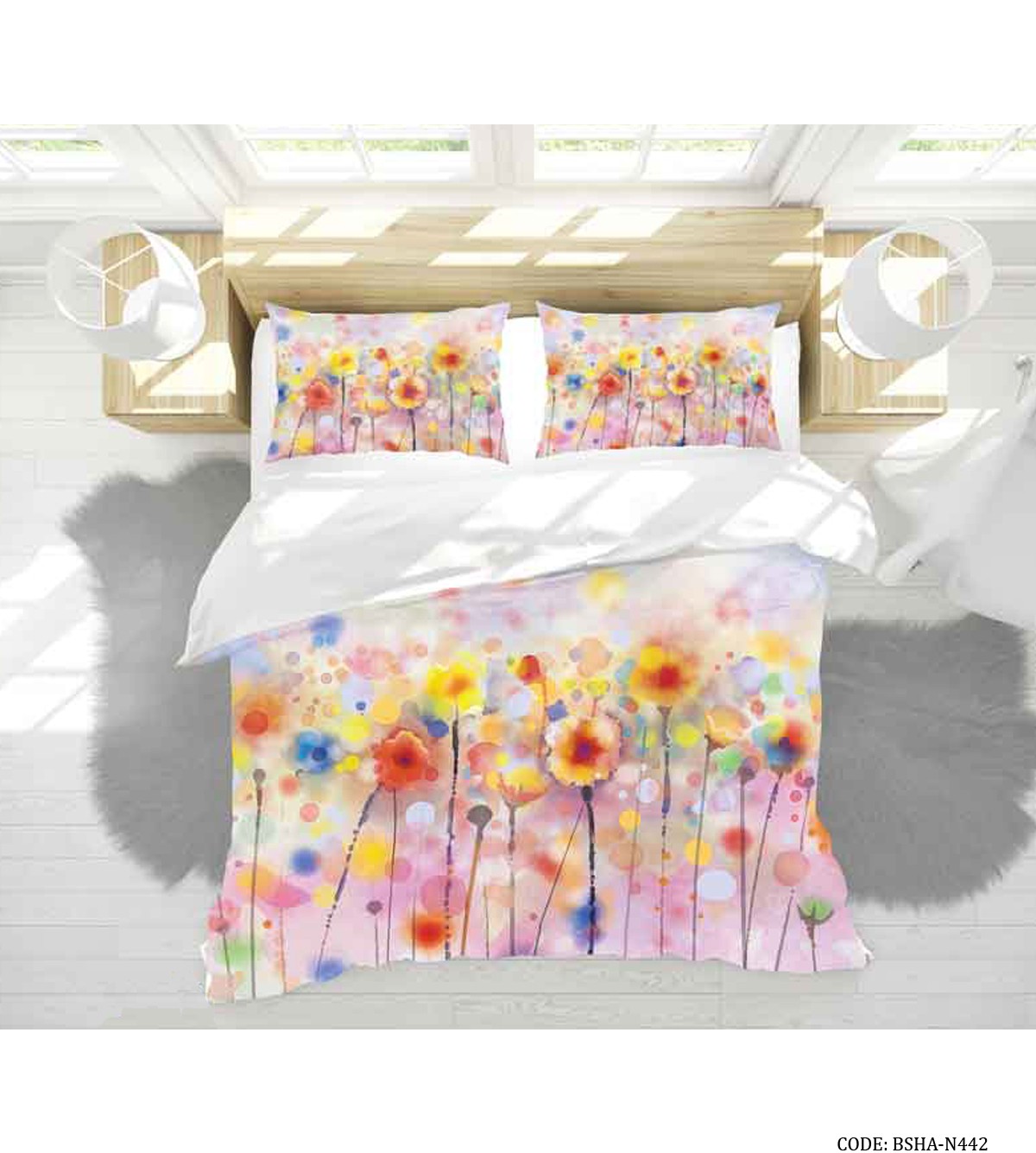 ست روتختی لحاف دوختدار دو نفره مدل آبرنگ