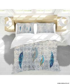 روتختی لحاف دوختدار و ملحفه کشدار دو نفره مدل پر آبی