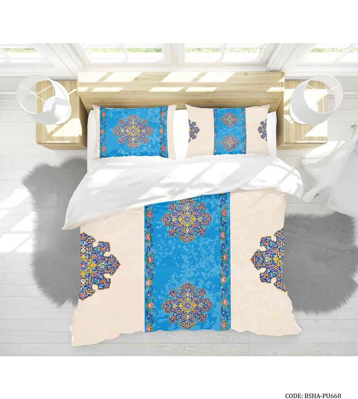 ست روتختی و ملحفه کشدار دو نفره مدل سنتی