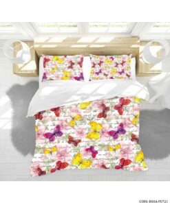 روتختی و لحاف دوختدار دو نفره مدل پروانه رنگی