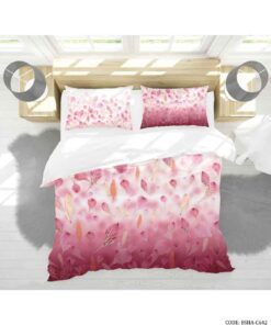 روتختی و ملحفه کشدار سه بعدی دو نفره مدل پر صورتی