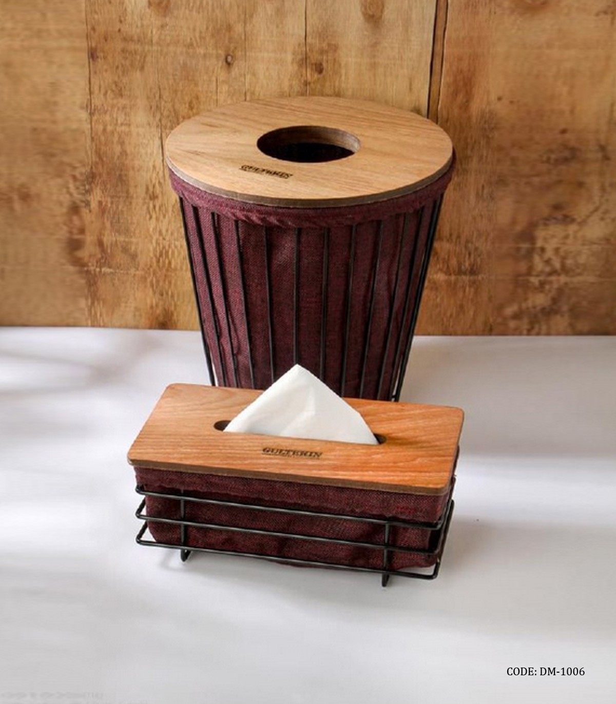 سطل و دستمال فلزی با کاور پارچه ای مدل ستاره