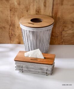 ست جادستمال کاغذی و سطل آشغال فلزی مدل آسمان