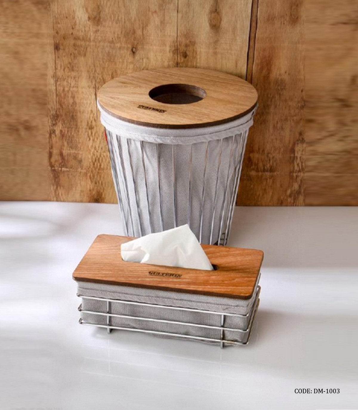 ست جادستمال کاغذی و سطل آشغال فلزی مدل آسمان