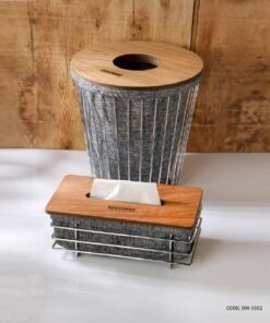 ست سطل و دستمال فلزی طرح مروارید