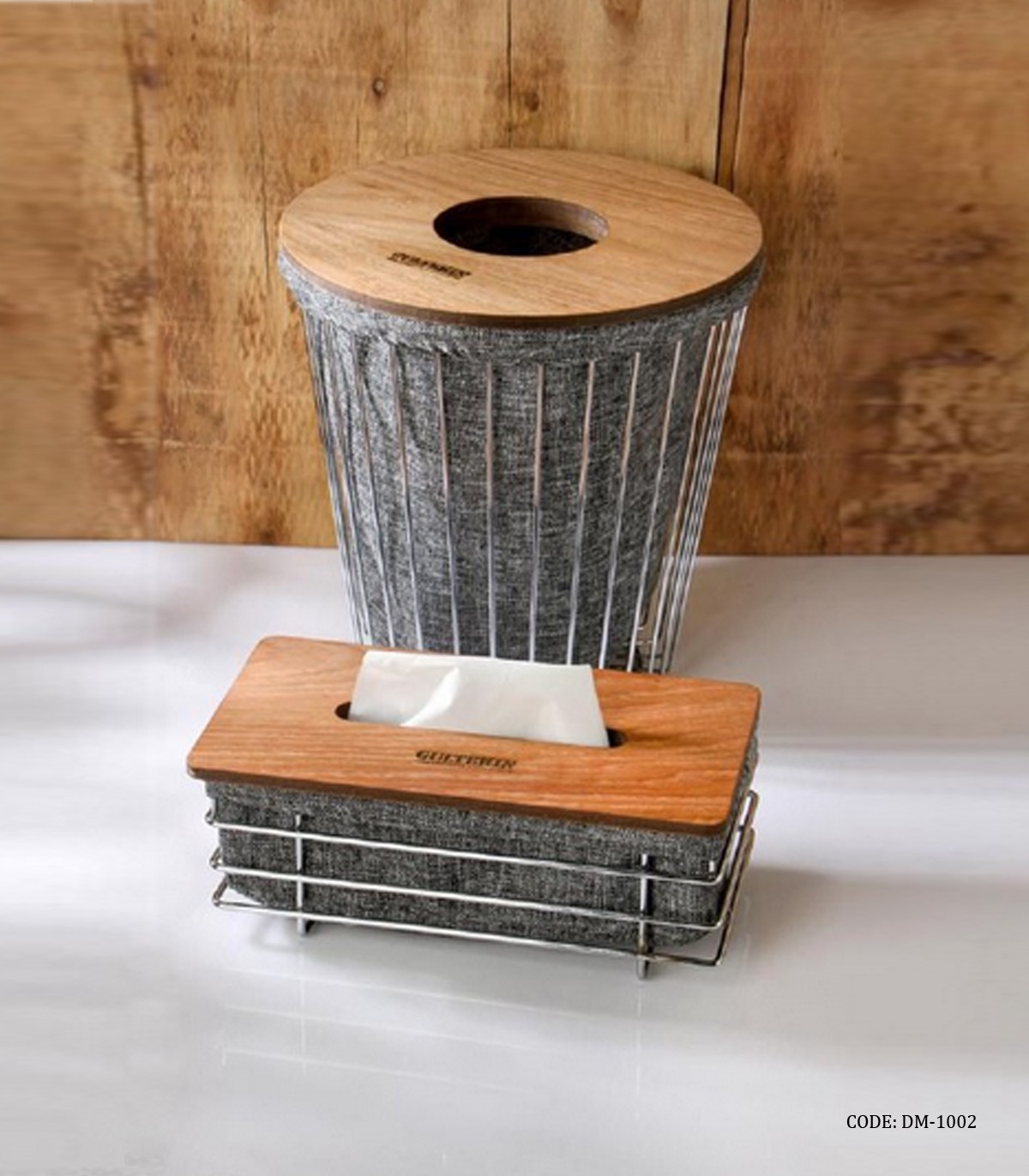 ست سطل و دستمال فلزی طرح مروارید