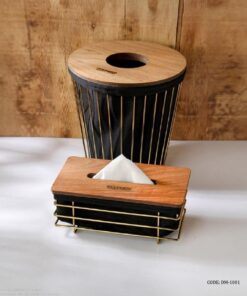 ست سطل و دستمال فلزی با کاور پارچه ای طرح ساحل